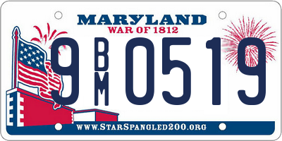 MD license plate 9BM0519