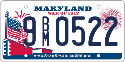 MD license plate 9BM0522