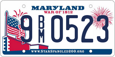 MD license plate 9BM0523