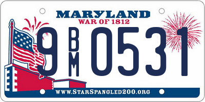 MD license plate 9BM0531