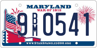 MD license plate 9BM0541