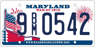 MD license plate 9BM0542