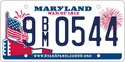 MD license plate 9BM0544