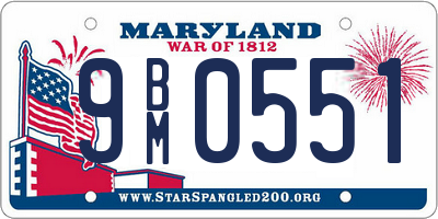 MD license plate 9BM0551