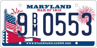 MD license plate 9BM0553