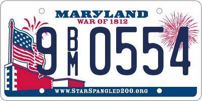 MD license plate 9BM0554