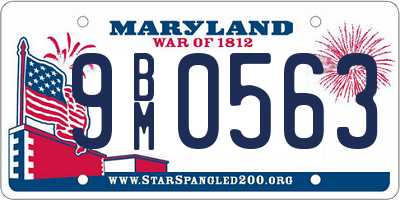 MD license plate 9BM0563