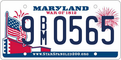 MD license plate 9BM0565