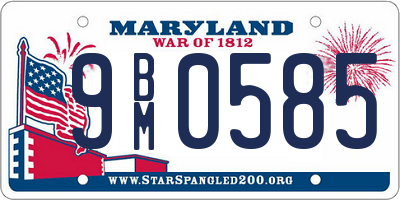 MD license plate 9BM0585