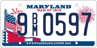 MD license plate 9BM0597