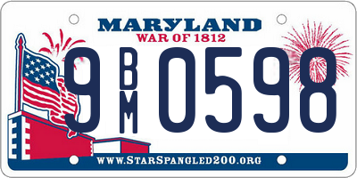 MD license plate 9BM0598