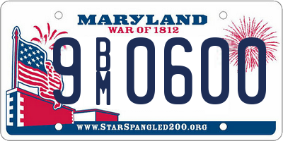 MD license plate 9BM0600