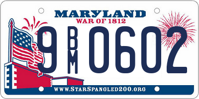 MD license plate 9BM0602