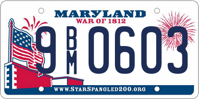 MD license plate 9BM0603