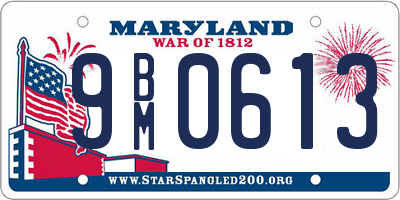 MD license plate 9BM0613