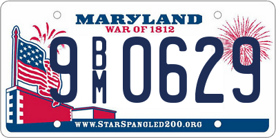 MD license plate 9BM0629