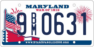 MD license plate 9BM0631