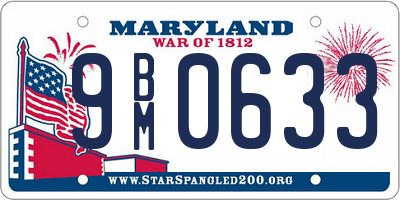 MD license plate 9BM0633