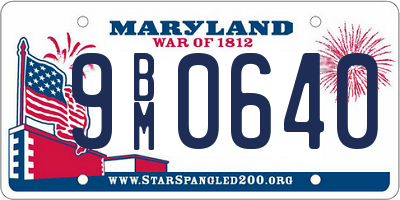 MD license plate 9BM0640