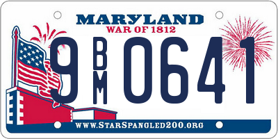 MD license plate 9BM0641
