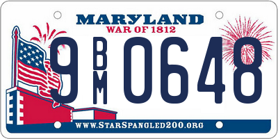 MD license plate 9BM0648