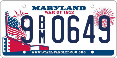 MD license plate 9BM0649