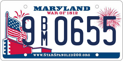 MD license plate 9BM0655