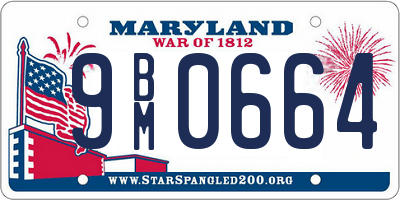 MD license plate 9BM0664