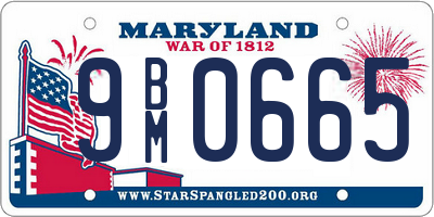 MD license plate 9BM0665