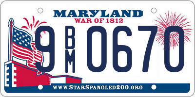 MD license plate 9BM0670