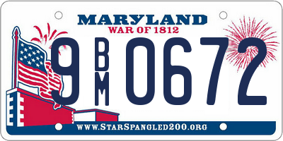 MD license plate 9BM0672