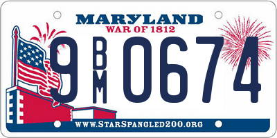 MD license plate 9BM0674