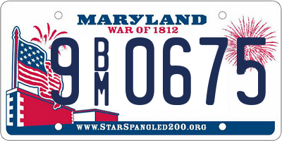 MD license plate 9BM0675