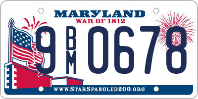 MD license plate 9BM0678