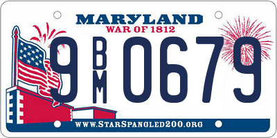 MD license plate 9BM0679