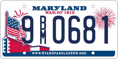 MD license plate 9BM0681