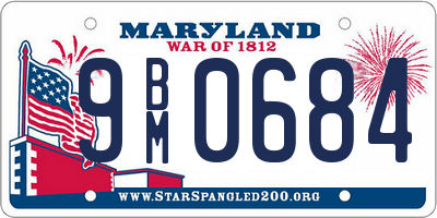 MD license plate 9BM0684
