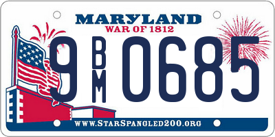 MD license plate 9BM0685