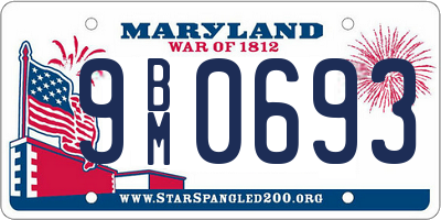 MD license plate 9BM0693