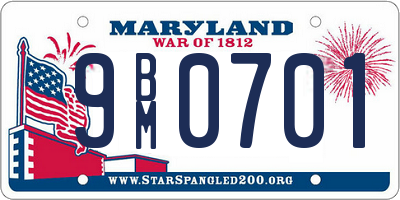 MD license plate 9BM0701