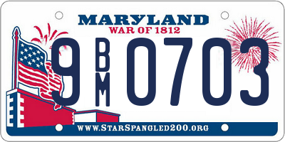 MD license plate 9BM0703