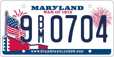 MD license plate 9BM0704