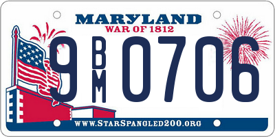 MD license plate 9BM0706