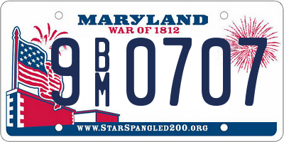 MD license plate 9BM0707