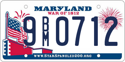 MD license plate 9BM0712