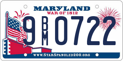 MD license plate 9BM0722