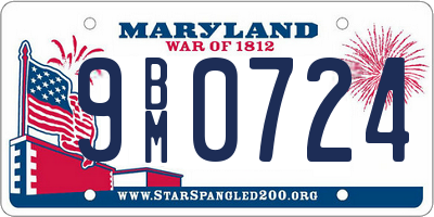 MD license plate 9BM0724