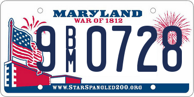 MD license plate 9BM0728