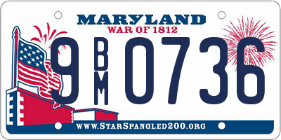 MD license plate 9BM0736