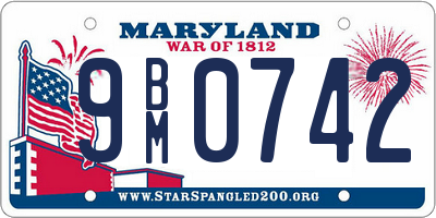 MD license plate 9BM0742